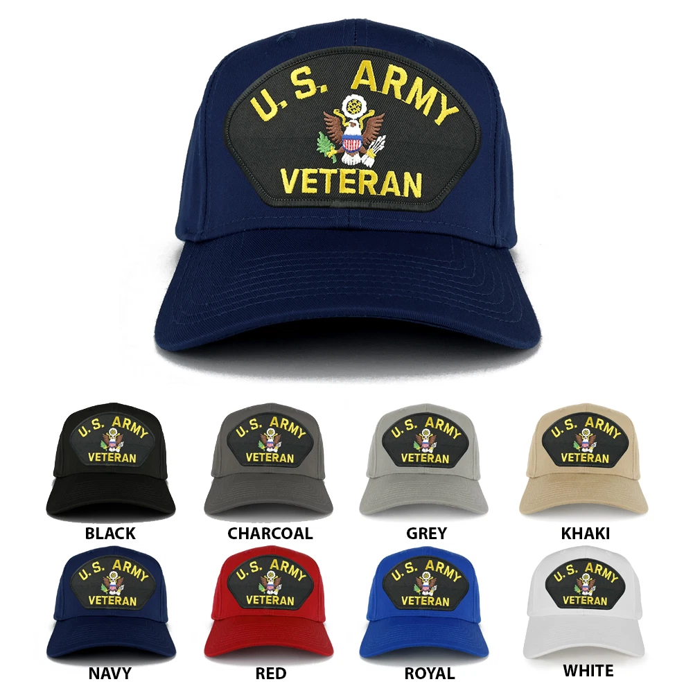 US ARMY Veteran Large Embroidered Iron on Patch Adjustable Baseball Cap