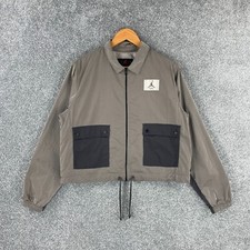 Jordan Flight Jacket Womens Medium Brown Lightweight Cropped Windbreaker
