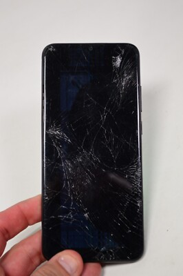 Samsung Galaxy A02S Black Cell Phone Cracked Screen Cracked Camera