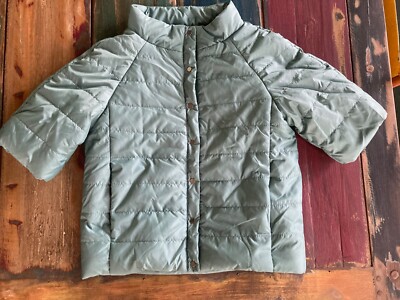 Oodji size 36 xs sage green snap front puffer short raglan sleeve pockets NICE!