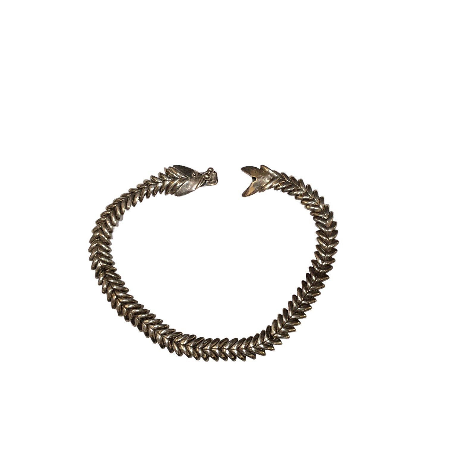 Taxco Sterling Silver Fish Choker Molina Skeleton Bones Necklace