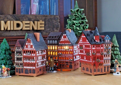 Ceramic Cone Incense Burners Collectible Miniature Römer Square Frankfurt H14cm