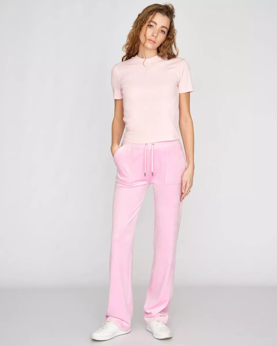 Juicy Couture Wmns Del Ray Classic Velour Pant Pocket Design Women begonia  pink