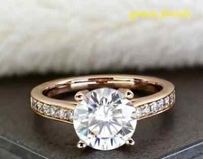 14K Rose Gold Over 2.93CT Lab-Created Round Cut Diamond Engagement Wedding Ring