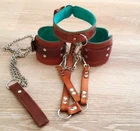 Padded Chocker Set,Leather Collar,Leash,Handcuffs