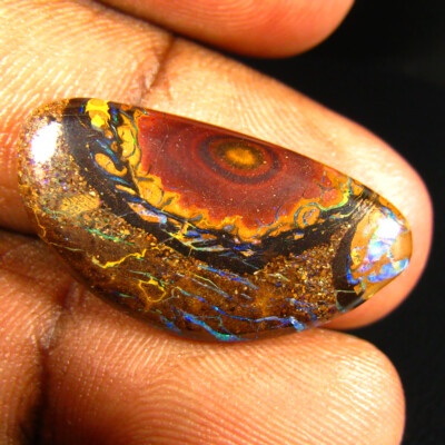 10.97 ct Elegant Fancy (26 x 13 mm) Multi Color Australian Koroit Boulder Opal