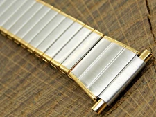 Stuller NOS Unused Vintage Watch Band 16mm-22mm 2 tone Stainless Steel Expansion