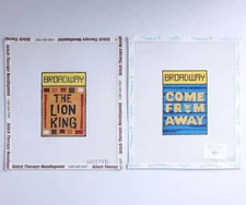 Lot of 2 Needlepoint Canvas Lion King Come From Away Broadway Shows 18 Mesh