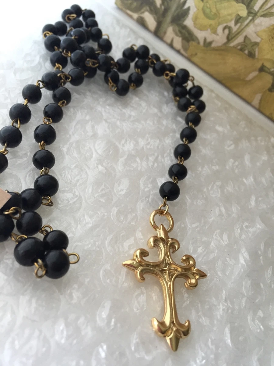 Rosary style necklace with silver and black cross... - Depop | Rosary style  necklace, Goth jewelry, Goth accessories