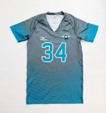 Mizuno Hollowtop Short Sleeve V-Neck Volleyball Game Jersey Women's M Gray