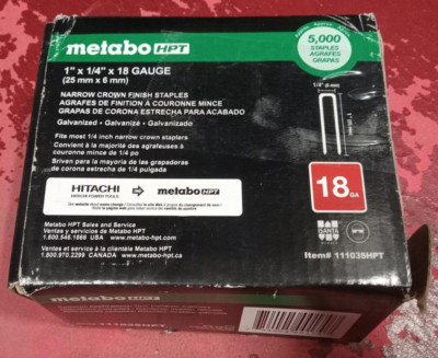 Metabo HPT 21101SHPT 1/4 in. x 3/4 in. 18-Gauge Electro-Galvanized Finish Staples for N3804AB3 | 1000 Count