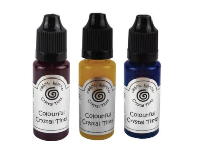 Cosmic Shimmer Crystal Tints 20ml Blue Aquamarine-, Yellow Citrine, Rose Quartz 