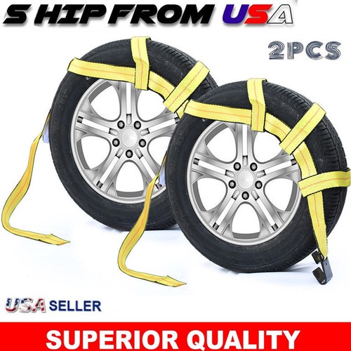 Cciyu 2PCS Grey Car Dolly Wheel Net Tire Basket Tow Adjustable Ratchet Tie Down Straps With J Hooks 6358a05b 54fa 4a55 B38d 627cbcb40b1f.81db88ad6998a4acb03437a38ddcc3c7