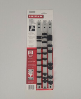 3pc CRAFTSMAN SOCKET HOLDER RAILS RACKS 1/4'' 3/8'' 1/2'' MOUNTABLE 9-41829 METRIC