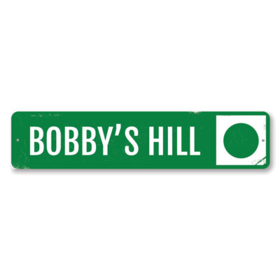 Ski Hill Circle Sign, Personalized Ski Lodge Sign, Custom Name Metal Wall Decor
