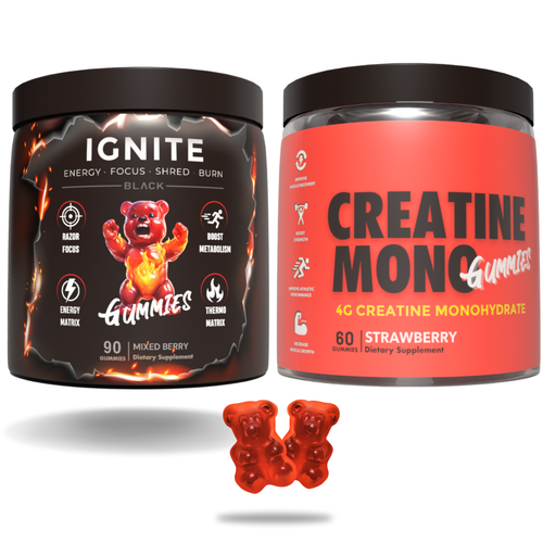 Pre Workout Gummies & Creatine Gummies Strawberry Twin Pack Stim Fat Burner