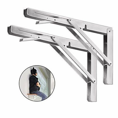 2pcs Folding Shelf Brackets 10 Max Load 300 Lb Heavy Duty Stainless Steel C Ebay