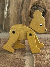 VTG Carved Wood jointed Teddy bear, Very Good Condition.