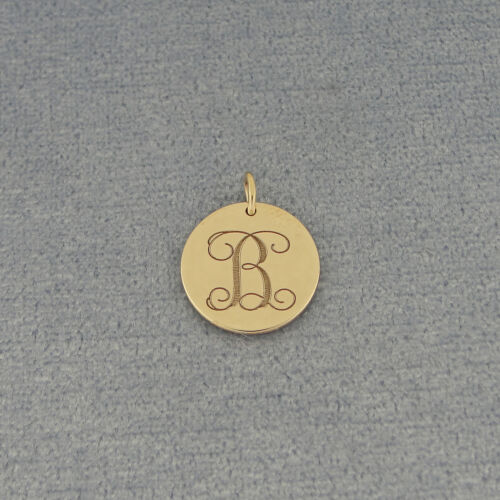 Solid 10k 14k Gold Deep Engraved Monogram Initial 1/2" Disc Charm Pendant GC_05 - Picture 1 of 3