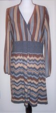 New directions Stripe brown multicolored long sleeve Sweater Dress Size M