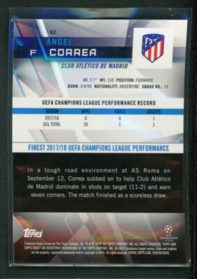 2019 Angel Correa /250 Topps Finest UEFA Champions League | eBay