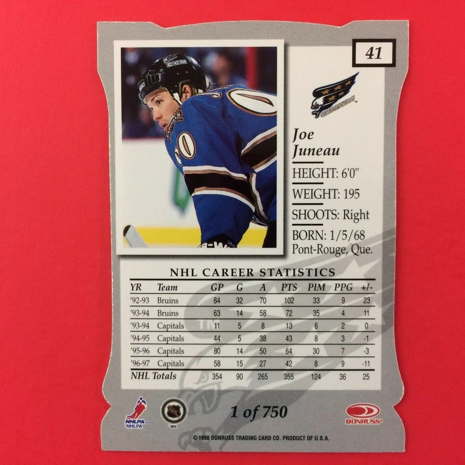 Joe Juneau 1997-98 Donruss Elite Aspirations Die-Cut Parallel #41 NHL Capitals - Image 2 of 2
