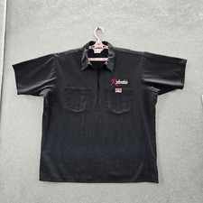 VINTAGE Ben Davis Men Shirt XL Black Twill Shop Logo Work 1/2 Zip