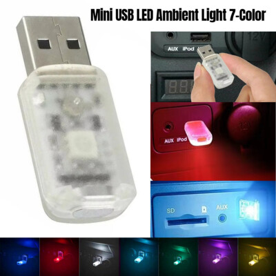 RGB Mini USB LED Auto Licht Innenraum Neon Nächte Atmosphäre Ambiente Lampe 7 Farben