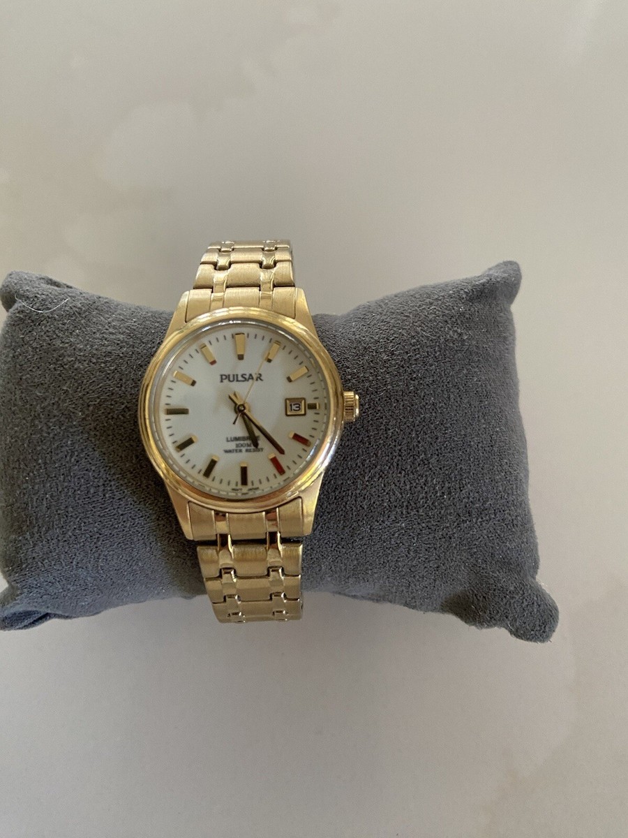 Vintage Pulsar Womens Watch Gold Tone Small Dial 15MM New Battery 5.75 Inch Vintage Pulsar Womens Watch 15mm Two Tone Octagon V8B0-5700  main image 3