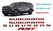 Gloss Black Red Door & Rear RST Suburban Emblem Letters 2021+ Chevrolet Suburban
