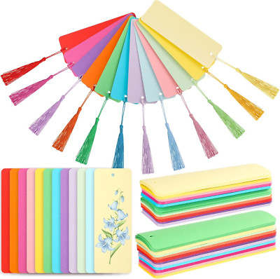 Sinmoe Blank Paper Bookmarks Cardstock Colorful Tassels Craft DIY Bookmarks Bulk