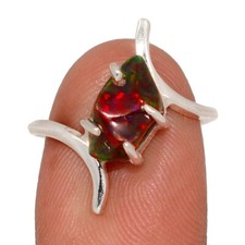 Treated Chalama Black Opal 925 Sterling Silver Ring YSA9 s.6.5 CR71807