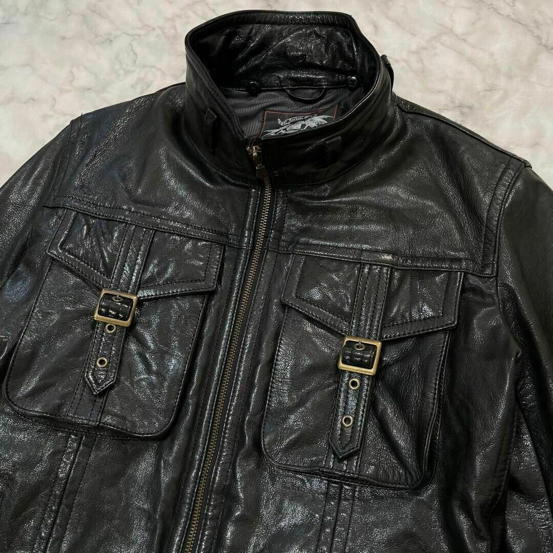 00s archive TORNADO MART leather jacket goatskin black W49cm 00s archive TORNADO MART leather jacket goatskin black W49cm