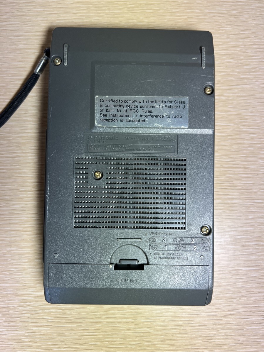 Panasonic Slim Line Cassette Player Model Rq-2736 - No Power cord