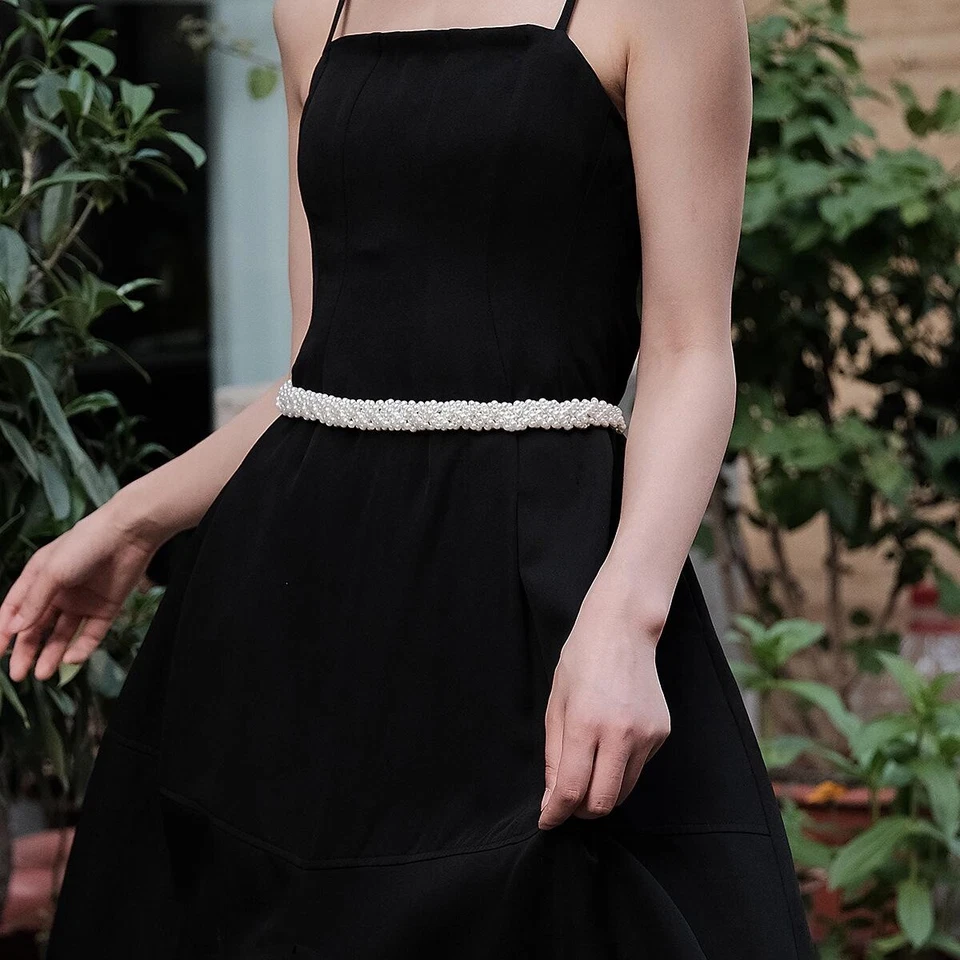 Cinturón de boda hecho a mano con cuentas de perlas fajas de novia para vestido de dama de honor de boda Foto 4 de 4