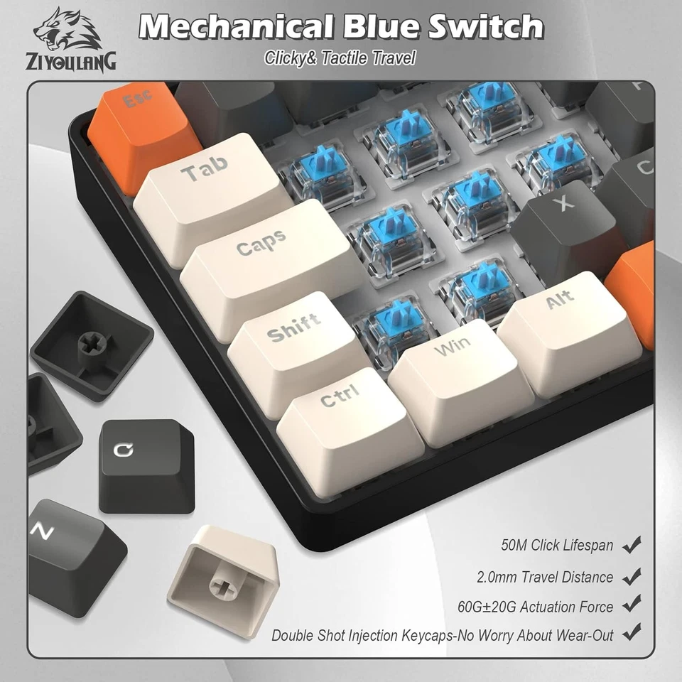 ZIYOU LANG T60 Wired Mechanical Gaming Keyboard and Mouse Combo Mini Portable - Image 4 of 4