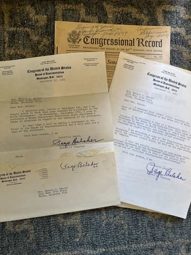 Vietnam War POW Letters 1969 Signed Congressman Belcher Lot