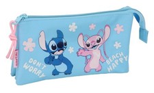 STITCH HAPPY   Triple Pencil Case, Children's Pencil Case, Ideal for School Age