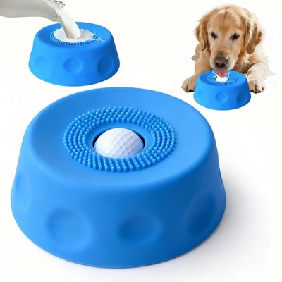 Premium Dog Lick Bowl, Bowl with Ball, Food-Grade Silicone Lid Blue