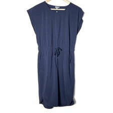 Talbots navy blue casual midi dress size small S B197