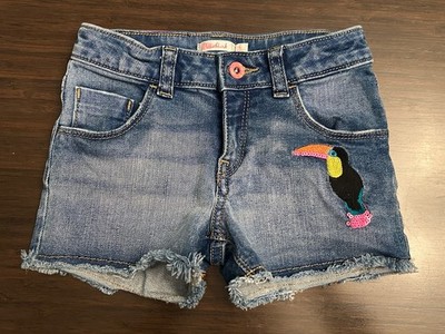 Billieblush Toucan Bird Embroidered Sequin Girl Cutoff Denim Jean Shorts Sz 6