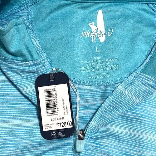 Johnnie O Performance Golf Pullover Mens Large Blue Baja Quarter Zip Shirt - Afbeelding 5 van 12