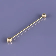 Round Ball End Tie Collar Bar Gold Tone Formal Simple 2.25" Wide Vintage