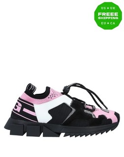 RRP €595 DOLCE & GABBANA Leather Sneakers US7 UK4 EU37 Pink Thick Sole Lace Up