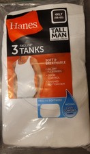 Hanes Men s 3 Tagless Tanks Size 4XLT 58-60 NEW White Tall Man Wicking Fabric