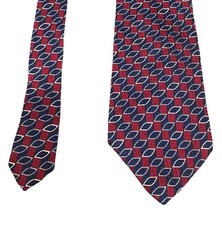 Geoffrey Beene Men’s Silk Tie Made In USA Fabric From Italy Red And Blue