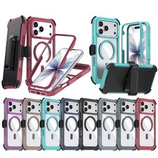 For iPhone 17 Pro Max 16 15 14 13 12 Heavy Duty Magnetic Case Belt Clip Defender