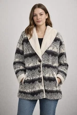 VTG Norm Thompson Portland OR Tree Art Sherpa Cardigan Womens Size 2XL Soft Warm