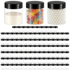 100 Pack 4Oz Plastic Jars Round Clear Cosmetic Container with Black Lids, Wid...