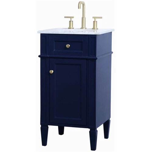 Elegant Decor Williams 18" Single Marble Top Bathroom Vanity in Blue - Picture 4 of 16